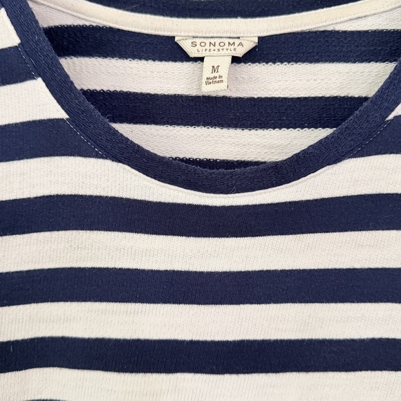 Sonoma Nautical stripe 100% cotton short sleeve dress blue white medium dress - Picture 4 of 6